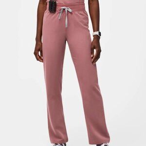 FIGS Livingston High Waisted Scrub Pants Mauve Drawstring Women XL Tall